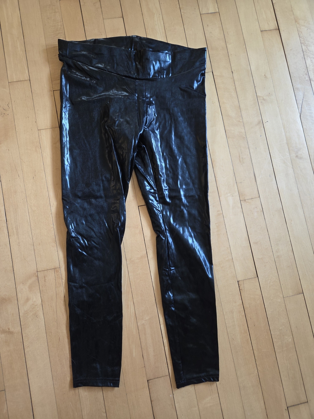 HUE womens size xl pleather black leggings NWT
